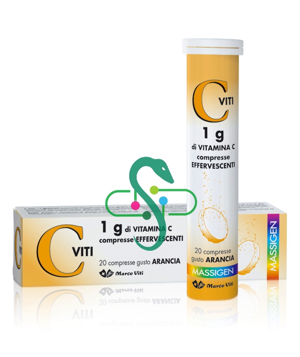 Massigen Linea Vitamine Viti C 1 g Integratore 20 Compresse Effervescenti